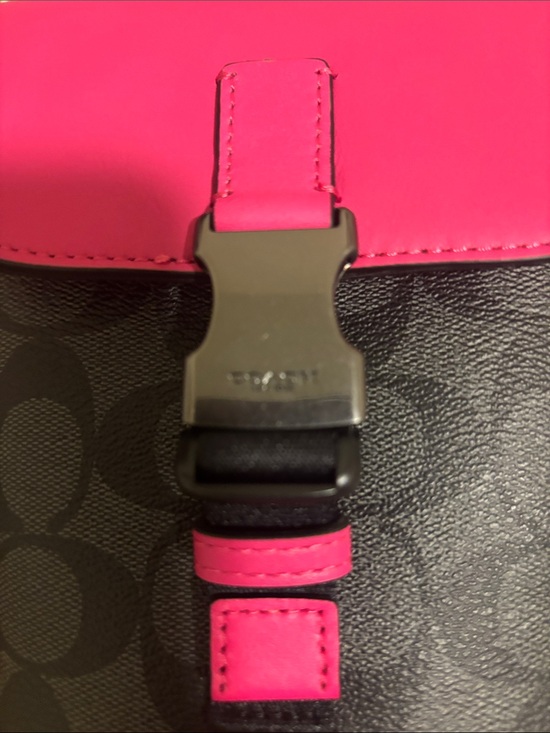Coach Black Signature Crossbody with Hot Pink Flap